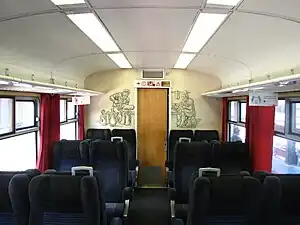 Intérieur d'une voiture rénovée de 1re&nbsp;classe.