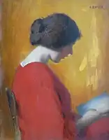 Jeune femme lisant, Altkirch, musée sundgauvien.