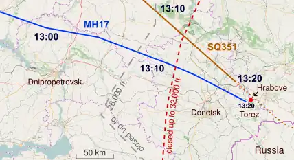 Localisation précisée à l'est de Donetsk.