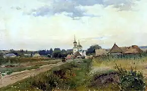 Paysage avec une église, 1900, huile, toile — collection privée.