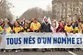 Tête du cortège de la place d'Italie lors de la Manif pour tous contre le mariage homosexuel à Paris.