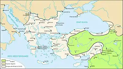 Carte de l'Empire byzantin en 1076