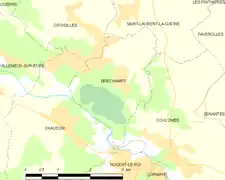 Carte de la commune de Bréchamps.