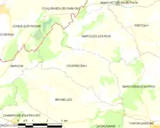 Carte de la commune de Coudreceau.