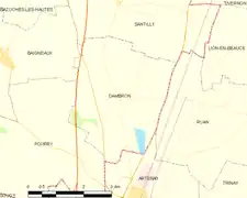 Carte de la commune de Dambron.