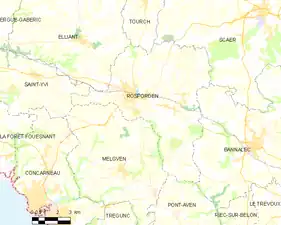 Carte de la commune de Rosporden.