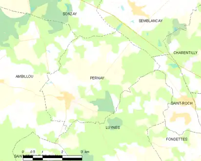 Carte représentant le territoire de communes limitrophes
