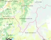 Carte montrant Les Contamines-Montjoie et les communes voisines.