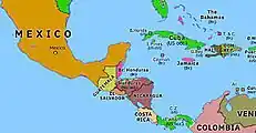 Carte de l'Amérique centrale