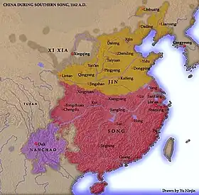 Carte de la Chine sous les Jin et les Song du Sud