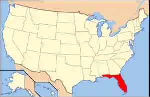 Carte montrant l'État de Floride
