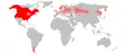 Aire de répartition du Vison d'Amérique