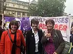 L'ancienne conseillère fédérale Micheline Calmy-Rey avec Ariane Laroux, Franceline Dupanloup et les chercheuses de l'Université de Genève