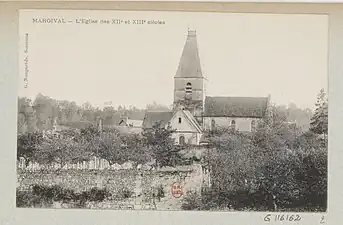 Vue de Margival avant la guerre et se son église qui datait des XIIè et XIIIè siècles.