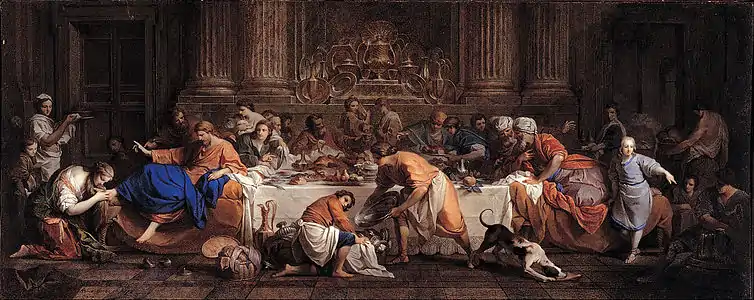Maria Felice Tibaldi, Marie-Madeleine au pied de Jésus dans la maison de Simon le pharisien, 272 × 638 mm, Rome, musées du Capitole.