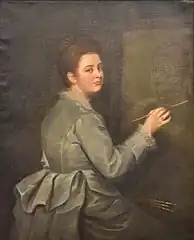 Autoportrait au chevalet par Marie Petiet, 1872.