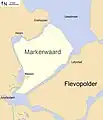La Markenwaard tel que prévu dans les années 1960, l'île de Marken est incorporée.