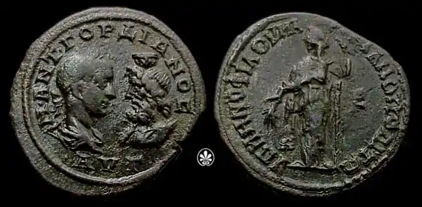 Monnaie de Marcianopolis, Gordien&nbsp;III et Sarapis.