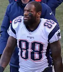 Martellus Bennett sous le maillot des Patriots n°88.