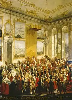 La première cérémonie de l'Ordre de Marie-Thérèse, 1758, peinture à l'huile, atelier de Martin van Meytens