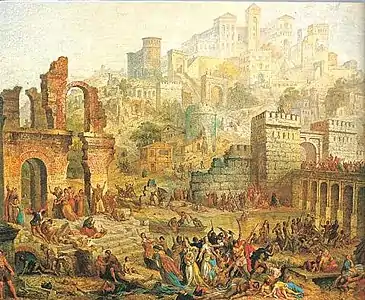 Massacre des Juifs à Metz par les premiers Croisés, huile sur toile, Metz, musée de la Cour d'Or.