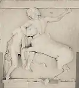 Dessin représentant le combat entre un homme et un centaure.