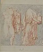 Dessin représentant le combat entre un homme et un centaure.