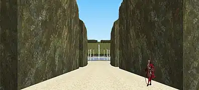 Restitution de la vue sur l'allée qui mène au bassin dit de l'Octogone, jardins bas de Meudon, fin XVII
