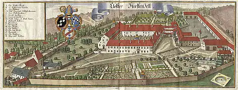 L'abbaye au début du XVIIIe&nbsp;siècle.