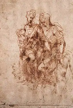 Esquisse de deux femmes et d'un enfant
