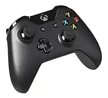 Une manette de jeu d'une Xbox utilisée sur les dernière générations de consoles depuis la version One.