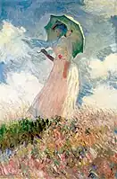 "Essai de figure en plein-air : Femme à l'ombrelle tournée vers la gauche" (1886). Musée d'Orsay. Claude Monet (W 1076)