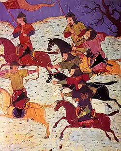Pendant la conquête mongole, les cavaliers mongols utilisaient un arc plus petit adapté au tir à l'arc.