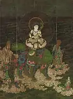 Manjushri traversant la mer. Japon, XIVe&nbsp;siècle.