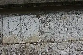 Graffiti représentant un moulin à vent du Vimeu (XVIe – XVIIIe&nbsp;siècles), église Marie-Madeleine