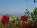 Vue de l'église vers le lac de Tibériade