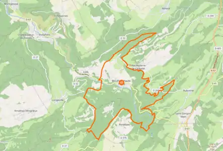 Carte représentant les limites territoriales d'une commune.