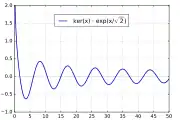 e
            
          
          
            x
            
              /
            
            
              
                2
              
            
          
        
        
          k
          e
          r
        
        (
        x
        )
      
    
    {\displaystyle {\rm {e}}^{x/{\sqrt {2}}}\mathrm {ker} (x)}