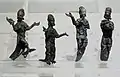 Quatre figurines en bronze de musiciennes. Tombe no&nbsp;17 Shizhaishan, Jinning. Royaume Dian. Musée provincial du Yúnnán, Kunming.