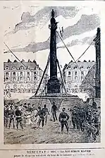Chute de la colonne réutilisée par la propagande antisémite, La Libre Parole illustrée (1893).