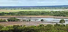 Paysage de plaine herbeuse et arborée, associé à quelques marécages, typique des Llanos de l’Amérique du Sud, dont le climat pourrait correspondre à celui de la formation de Tambach.