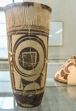 Boisseau décoré d'une frise d'échassiers et de panneaux au bouquetin, Musée national d'Iran.