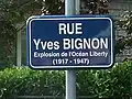 Nouvelle plaque de la rue Yves-Bignon, par décision du 14 décembre 2010