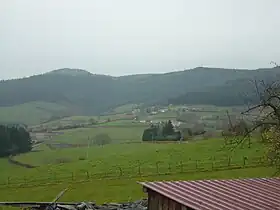 Le mont Saint-Rigaud à gauche vu depuis Propières