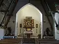 Le Couronnement de la Vierge par Jörg Lederer au fond, avec les statues de Magne de Füssen et Gall de Suisse