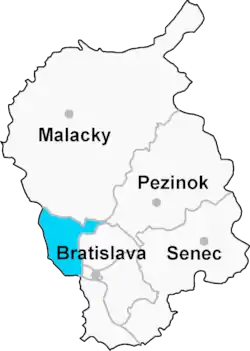 Localisation du district de Bratislava IV dans la région de Bratislava (carte interactive)