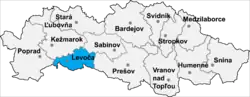 Localisation du district de Levoča dans la région de Prešov (carte interactive)