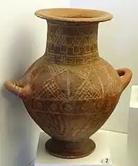 Vase à  à col haut, tombe XVIII de la nécropole d'Olmo Bello à Bisenzio, 620-600 av. J.-C.