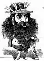 Antoine de Tounens en 1874, caricaturé par Touchatout dans Le Trombinoscope, janvier 1874, 3e volume, numéro 127