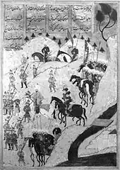 Ancien manuscrit turc (1581) représentant les troupes ottomanes à la bataille de Tunis.